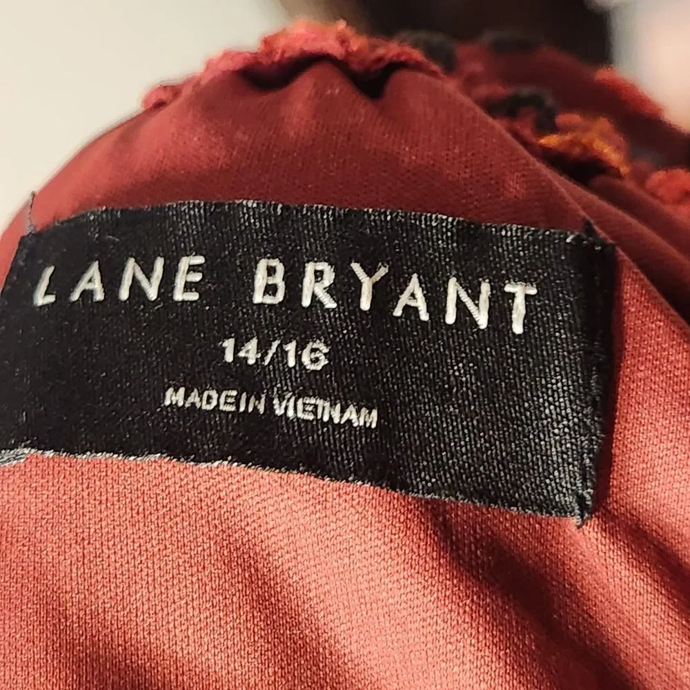 Babydoll Velvet Top Last Letter Burnout Blouson Sleeves Sz 14 Lane Bryant - Picture 9 of 16